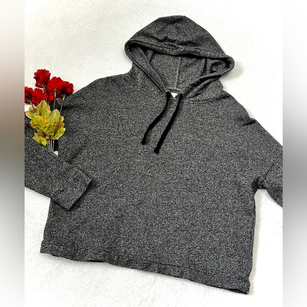 Madewell Cropped Graphite Drawstring Hoodie - Small